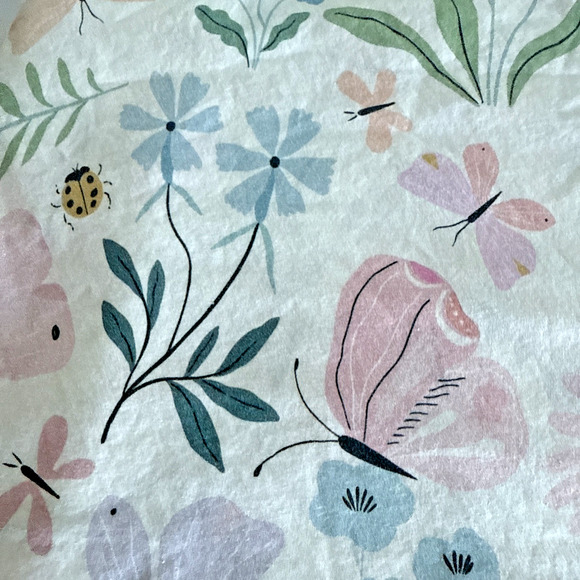Pottery Barn Kids Wildflower Butterfly Organic Twin Sheets 1 Flat 1 Fitted Girly - Picture 1 of 4